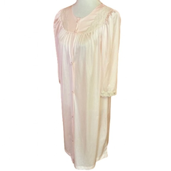 Vintage 60s feminine lace trimmed robe - Picture 1 of 11